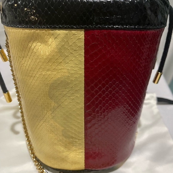 NEW Gucci Zumi Tricolored Snakeskin Drawstring Crossbody Bucket Bag - Picture 11 of 12